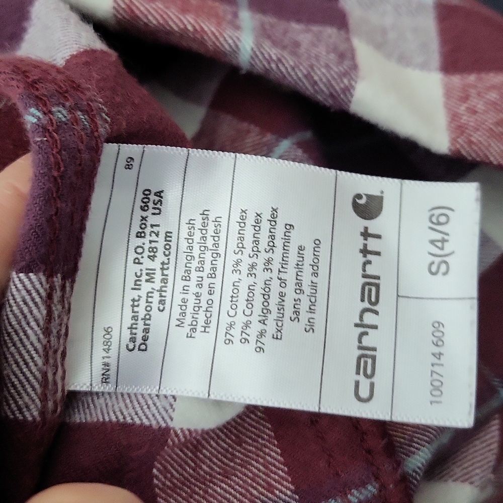 CARHARTT Women's Hamilton Flannel Shirt II Size Small Cinnamon Red - Picture 9 of 10
